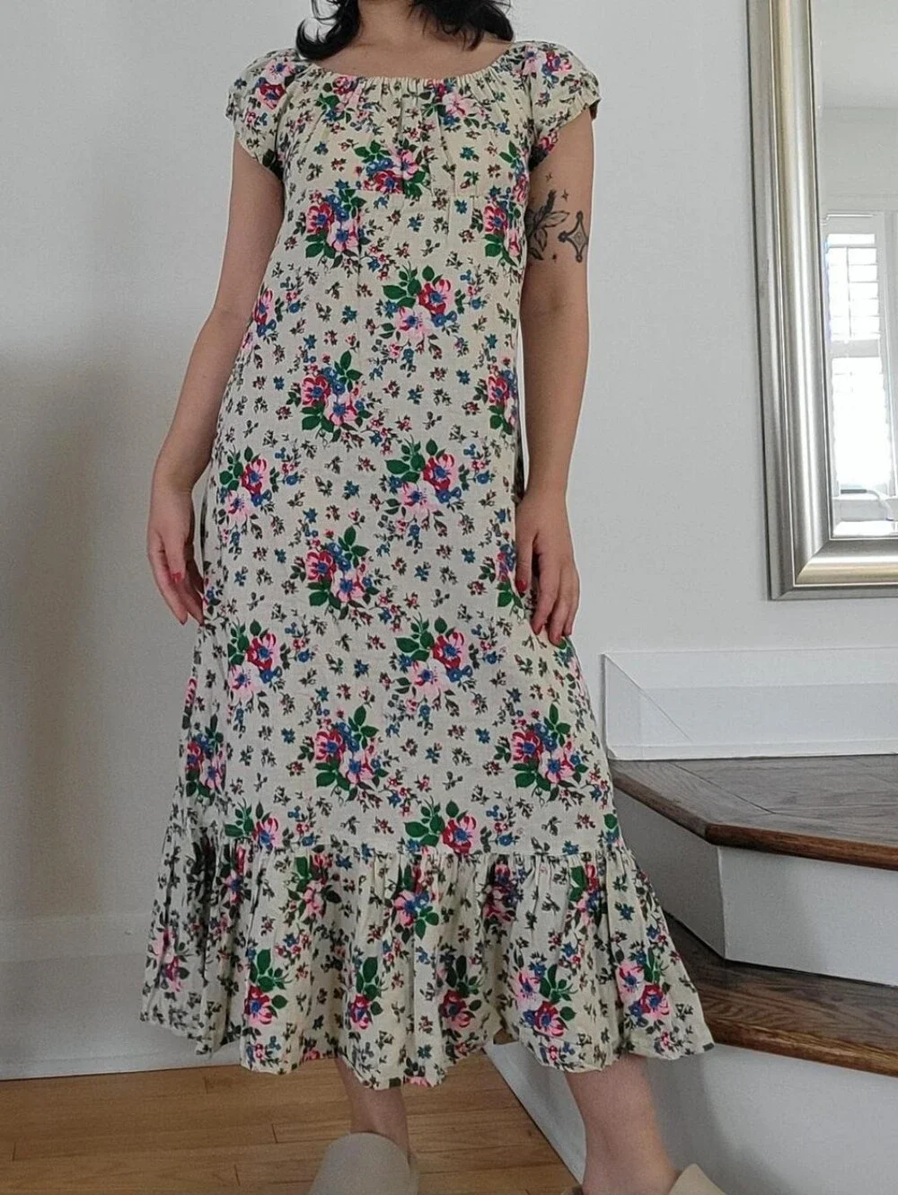Vintage floral empire waist ruffle dress - Picture 4 of 7